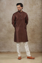 Load image into Gallery viewer, mens brown colour kurta pajama set