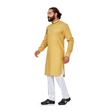 Load image into Gallery viewer, Ajay Arvindbhai Khatri Men's Cotton Embroidery Stylish kurta Khaki Colour