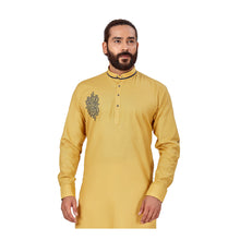 Load image into Gallery viewer, Ajay Arvindbhai Khatri Men's Cotton Embroidery Stylish kurta Khaki Colour