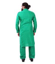 Load image into Gallery viewer, Ajay Arvindbhai Khatri Men&#39;s Pure Cotton Regular Pathani Suit Set D GREEN Colour
