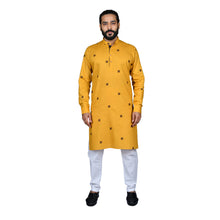 Load image into Gallery viewer, mens mustard color poly cotton kurta