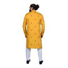 Load image into Gallery viewer, mens mustard color poly cotton kurta