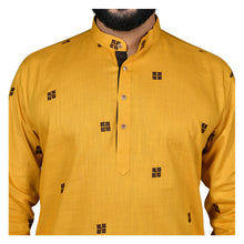 Load image into Gallery viewer, mens mustard color poly cotton kurta
