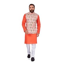 Load image into Gallery viewer, mens peach orange color regular nehru jacket or modi jacket