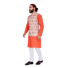 Load image into Gallery viewer, mens peach orange color regular nehru jacket or modi jacket
