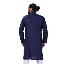 Load image into Gallery viewer, Ajay Arvindbhai Khatri Men&#39;s Pure Cotton Regular Kurta Navy Blue Colour
