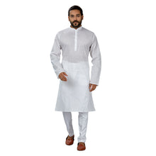 Load image into Gallery viewer, mens white color cotton regular kurta