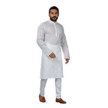 Load image into Gallery viewer, mens white color cotton regular kurta