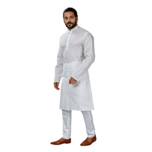 Load image into Gallery viewer, mens white color cotton regular kurta