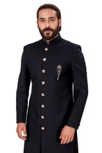 Load image into Gallery viewer, Ajay Arvindbhai Khatri Men&#39;s Indo Western Navabi Black Color
