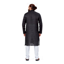 Load image into Gallery viewer, mens black color cotton linen kurta