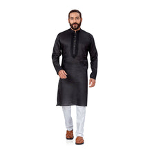 Load image into Gallery viewer, mens black color cotton linen kurta