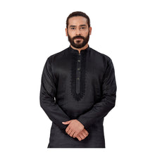 Load image into Gallery viewer, mens black color cotton linen kurta