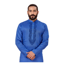 Load image into Gallery viewer, mens blue color cotton linen kurta
