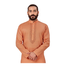 Load image into Gallery viewer, mens rust color cotton linen kurta