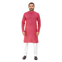 Load image into Gallery viewer, mens dark pink color cotton printed kurta