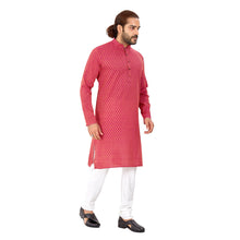 Load image into Gallery viewer, mens dark pink color cotton printed kurta