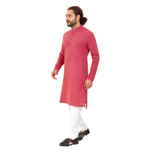 Load image into Gallery viewer, mens dark pink color cotton printed kurta