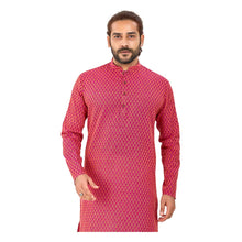 Load image into Gallery viewer, mens dark pink color cotton printed kurta