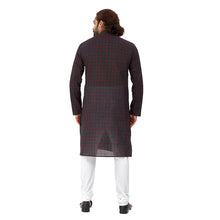Load image into Gallery viewer, mens black red color cotton checks kurta