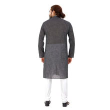 Load image into Gallery viewer, mens black color cotton regular kurta