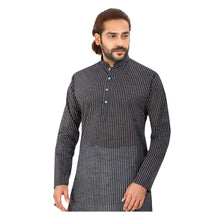 Load image into Gallery viewer, mens black color cotton regular kurta