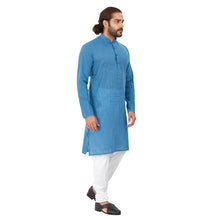 Load image into Gallery viewer, mens blue color cotton regular Kurta