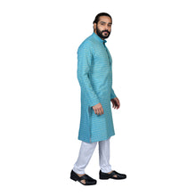 Load image into Gallery viewer, mens firoji color cotton checks kurtav