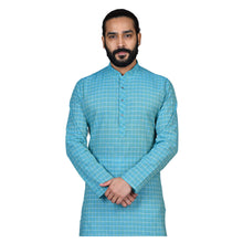 Load image into Gallery viewer, mens firoji color cotton checks kurta