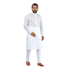 Load image into Gallery viewer, mens white color cotton regular kurta