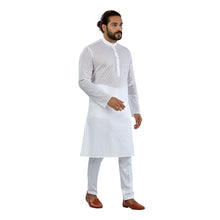 Load image into Gallery viewer, mens white color cotton regular kurta