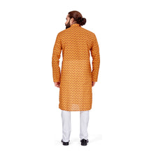 Load image into Gallery viewer, mens yellow color cotton printed kurta