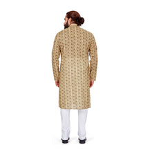 Load image into Gallery viewer, mens fawn color cotton printed kurta