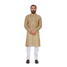Load image into Gallery viewer, mens fawn color cotton printed kurta