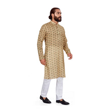 Load image into Gallery viewer, mens fawn color cotton printed kurta