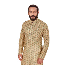 Load image into Gallery viewer, mens fawn color cotton printed kurta