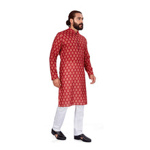 Load image into Gallery viewer, mens maroon color cotton printed kurta