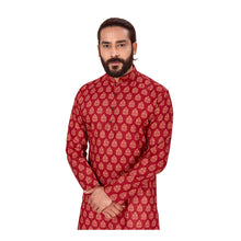 Load image into Gallery viewer, mens maroon color cotton printed kurta