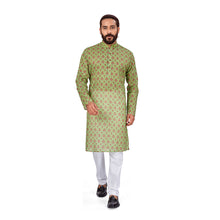 Load image into Gallery viewer, mens peacock green color cotton printed kurta
