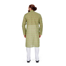 Load image into Gallery viewer, mens peacock green color cotton printed kurta