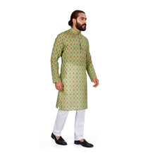Load image into Gallery viewer, mens peacock green color cotton printed kurta