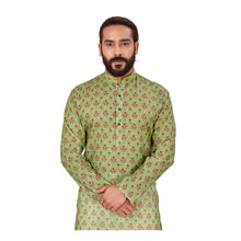 Load image into Gallery viewer, mens peacock green color cotton printed kurta
