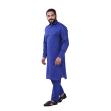 Load image into Gallery viewer, Ajay Arvindbhai Khatri Men&#39;s Pure Cotton Regular Pathani Suit Set ROYAL BLUE Colour
