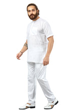 Load image into Gallery viewer, Ajay Arvindbhai Khatri Men&#39;s Pure Cotton round neck pehran White
