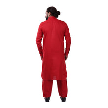 Load image into Gallery viewer, Ajay Arvindbhai Khatri Men&#39;s Pure Cotton Regular Pathani Suit Set RED Colour
