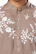 Load image into Gallery viewer, Ajay Arvindbhai Khatri Men&#39;s Linen Embroidered Kurta  Pajama Set
