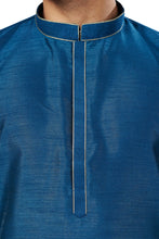Load image into Gallery viewer, Ajay Arvindbhai Khatri Men Stylist Semi Raw Silk Kurta Pajama With Collar Thread Work
