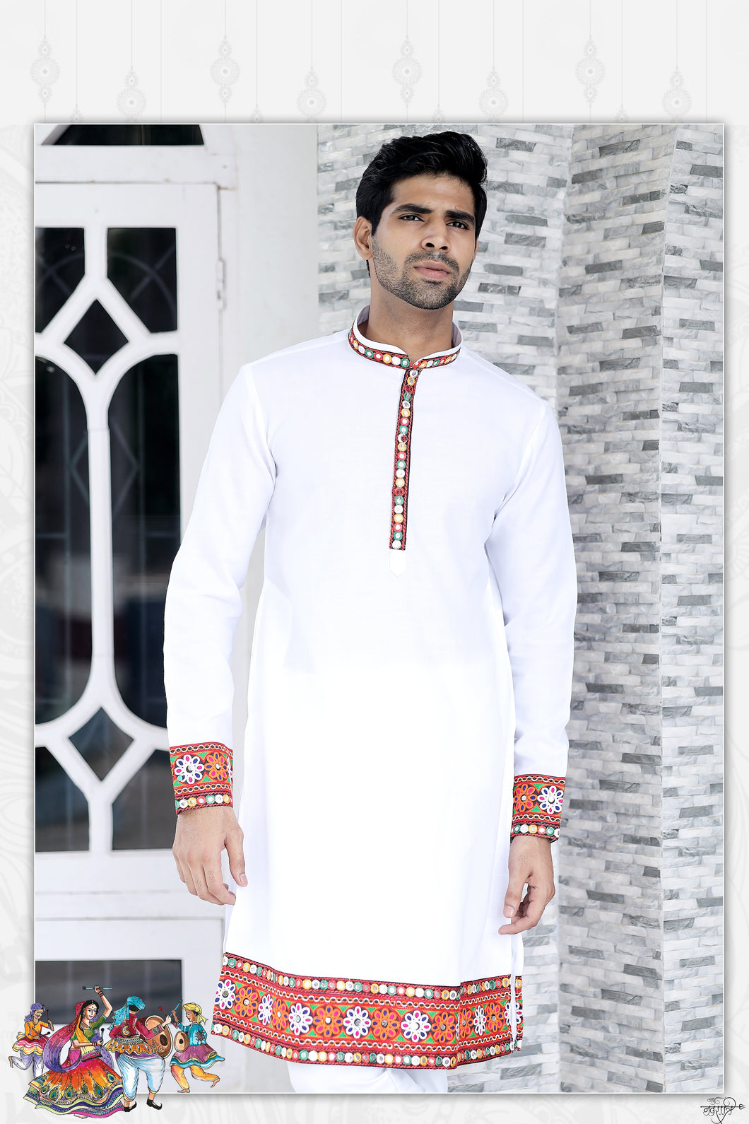 mens navratri printed kurta