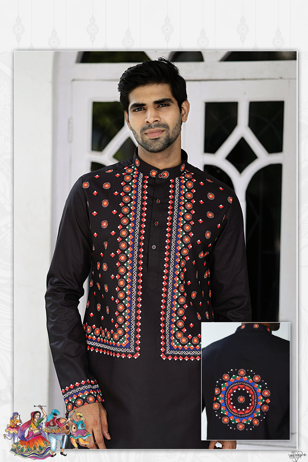 mens navratri printed kurta