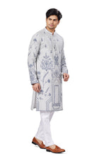 Load image into Gallery viewer, Ajay Arvindbhai Khatri Men&#39;s Linen Embroidered Kurta  Pajama Set
